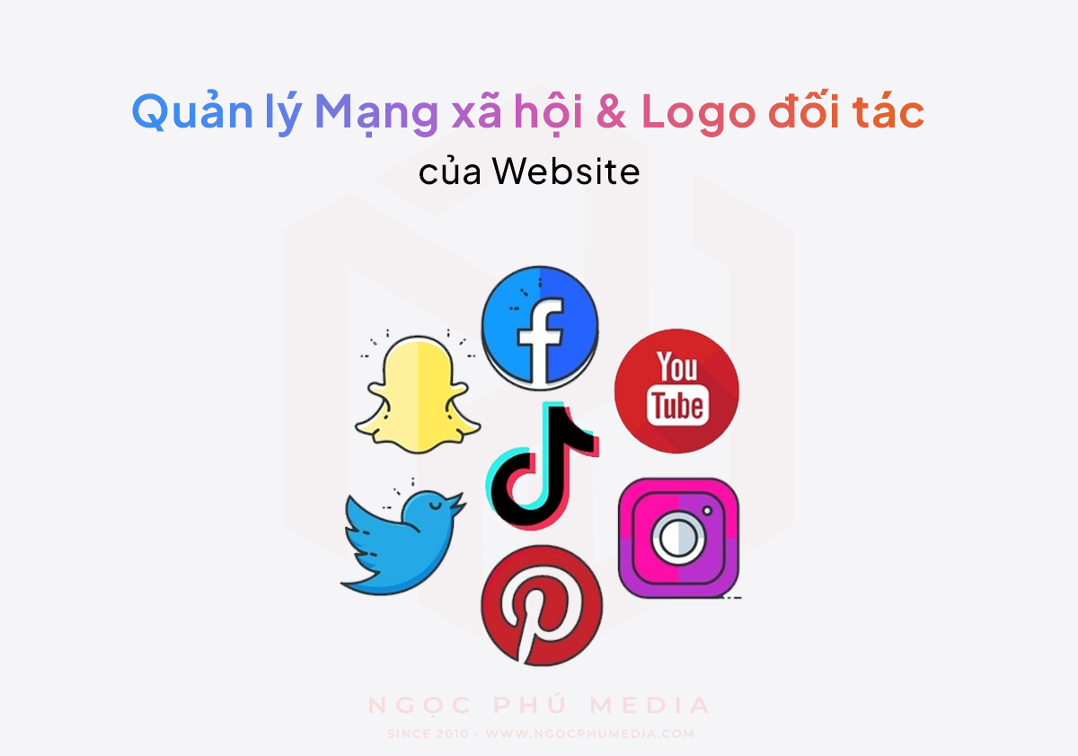 Quản lý các icon mạng xã hội và logo đối tác